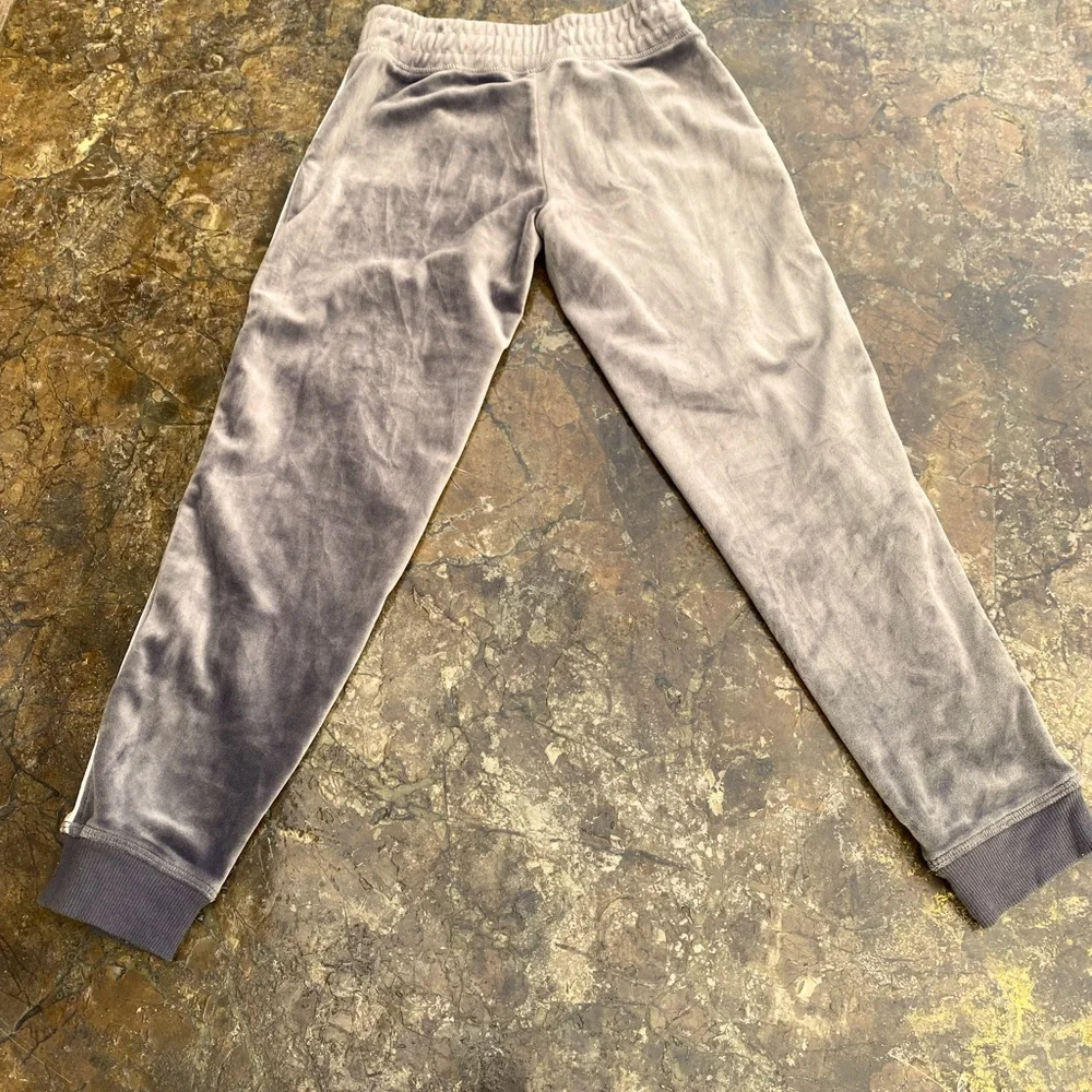 Justice Active Wear jogging track pants grey soft velour sz 7 girls gold stripe - Picture 2 of 3